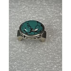 vintage silpada sterling silver 925 Square Pinky Ring Faux Oval Turquoise Size 6